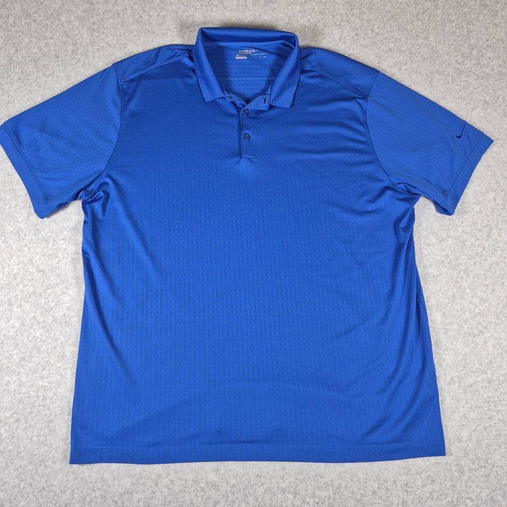 Nike Golf Polo Shirt Mens XXL Blue Short Sleeve Dri-Fit Standard Fit Textured